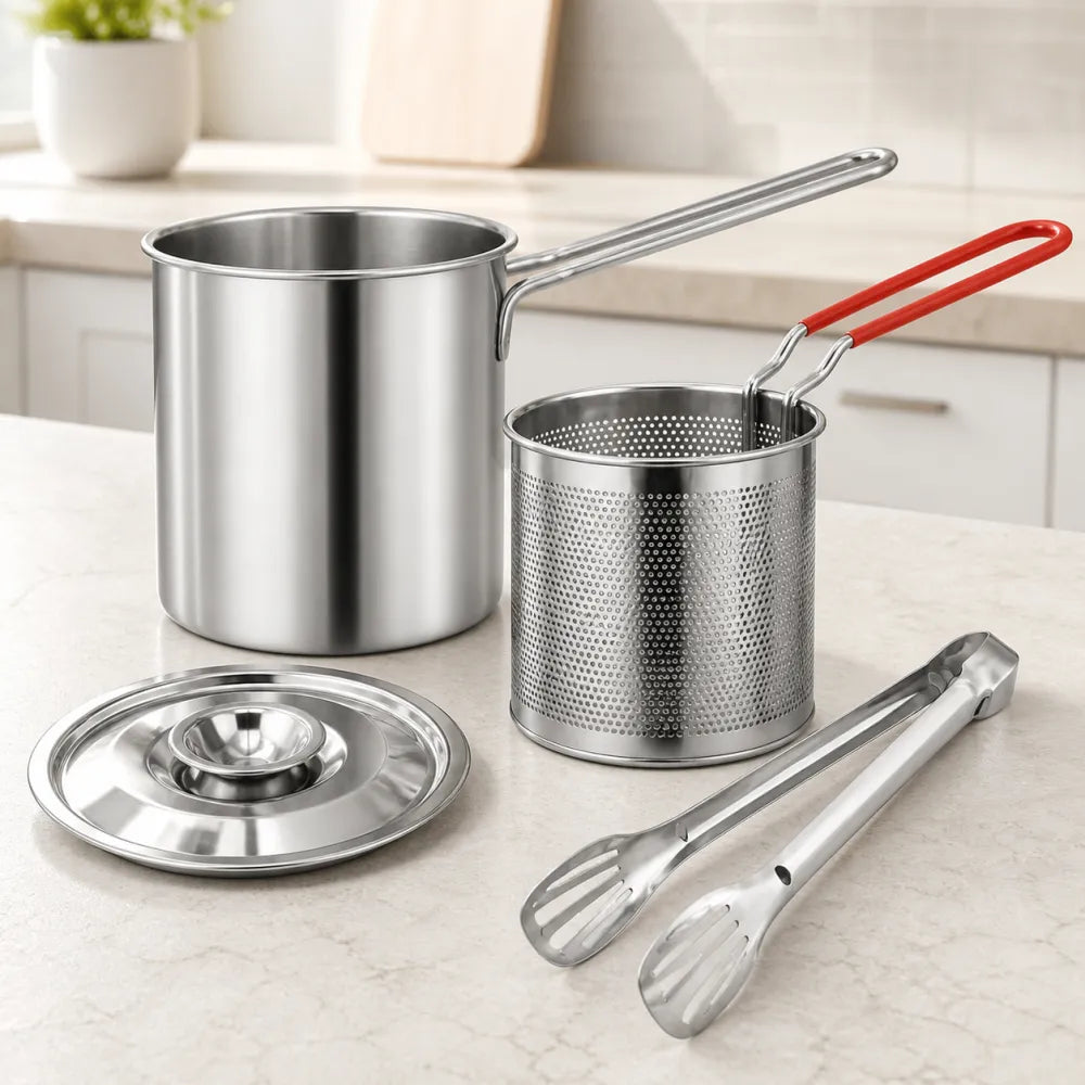 4-Piece: Pot + Basket + Tongs + Lid