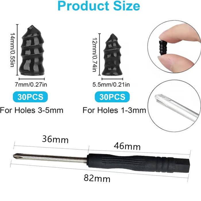 🔩60PCS Tire Repair Rubber Nails Kit with 2 Sizes