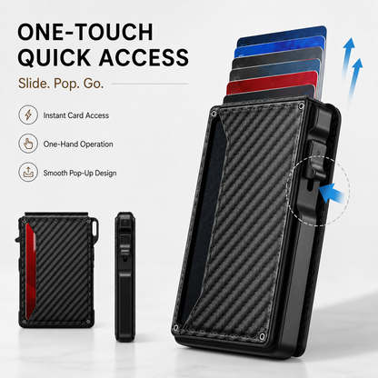 🔥HOT SALE🔥Men’s Slim RFID Blocking Wallet – Pop-Up Card Holder & Money Clip