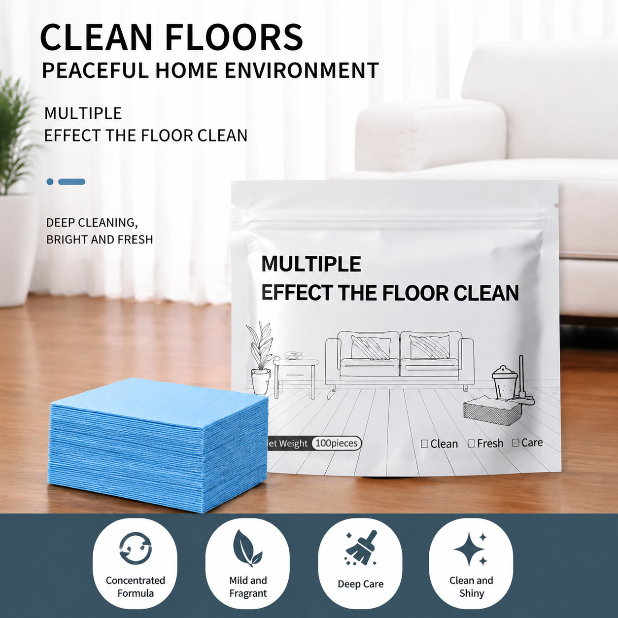🔥Multi-Surface Floor Cleaning Tablets – Concentrated Cleaner for Hardwood, Tile, Laminate & More