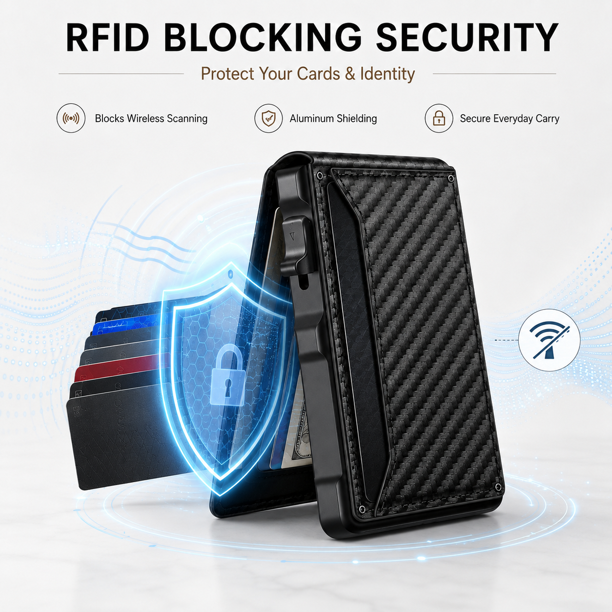 🔥HOT SALE🔥Men’s Slim RFID Blocking Wallet – Pop-Up Card Holder & Money Clip