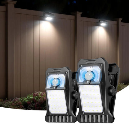 Solar Clip Lights with Motion Sensor,IP65 Waterproof Wireless Security Lighting for Yard, 4-Color Adjustable Outdoor Solar Flashlight with Remote Durable High Lumens 2 Pack