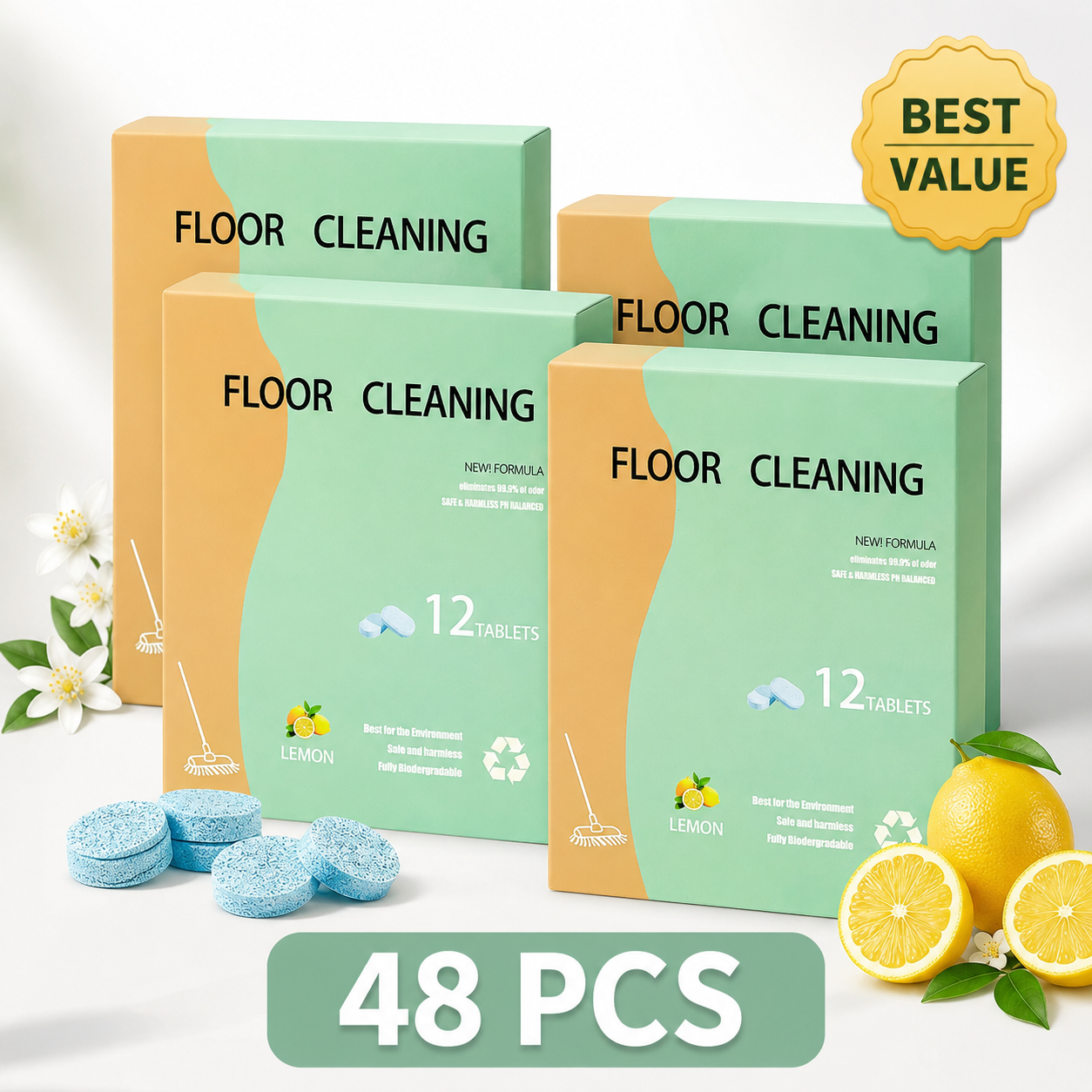 🔥LIMITED-TIME LAUNCH: 58% OFF🏡✨Fast-Drying Lemon Floor Cleaning Tablets