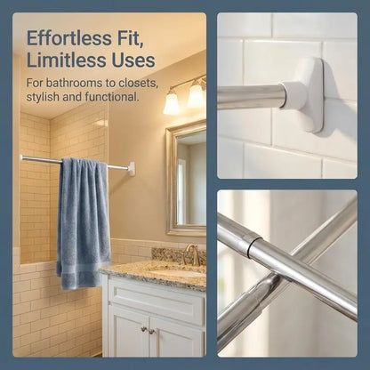 Drill-Free Adjustable Tension Rod – No Holes, No Damage, Instant Install