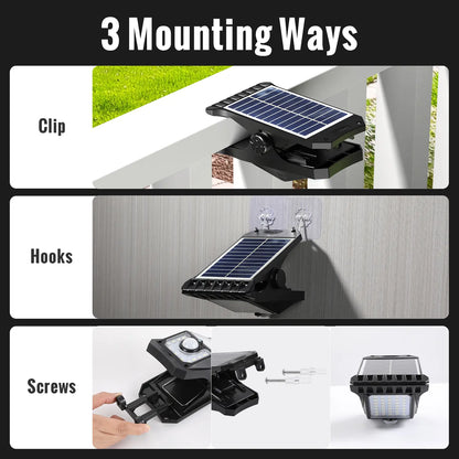 Solar Clip Lights with Motion Sensor,IP65 Waterproof Wireless Security Lighting for Yard, 4-Color Adjustable Outdoor Solar Flashlight with Remote Durable High Lumens 2 Pack