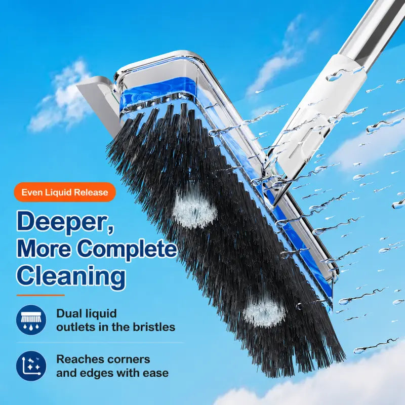 ALL‑in‑1 Liquid Dispensing Floor Scrub Brush with Squeegee