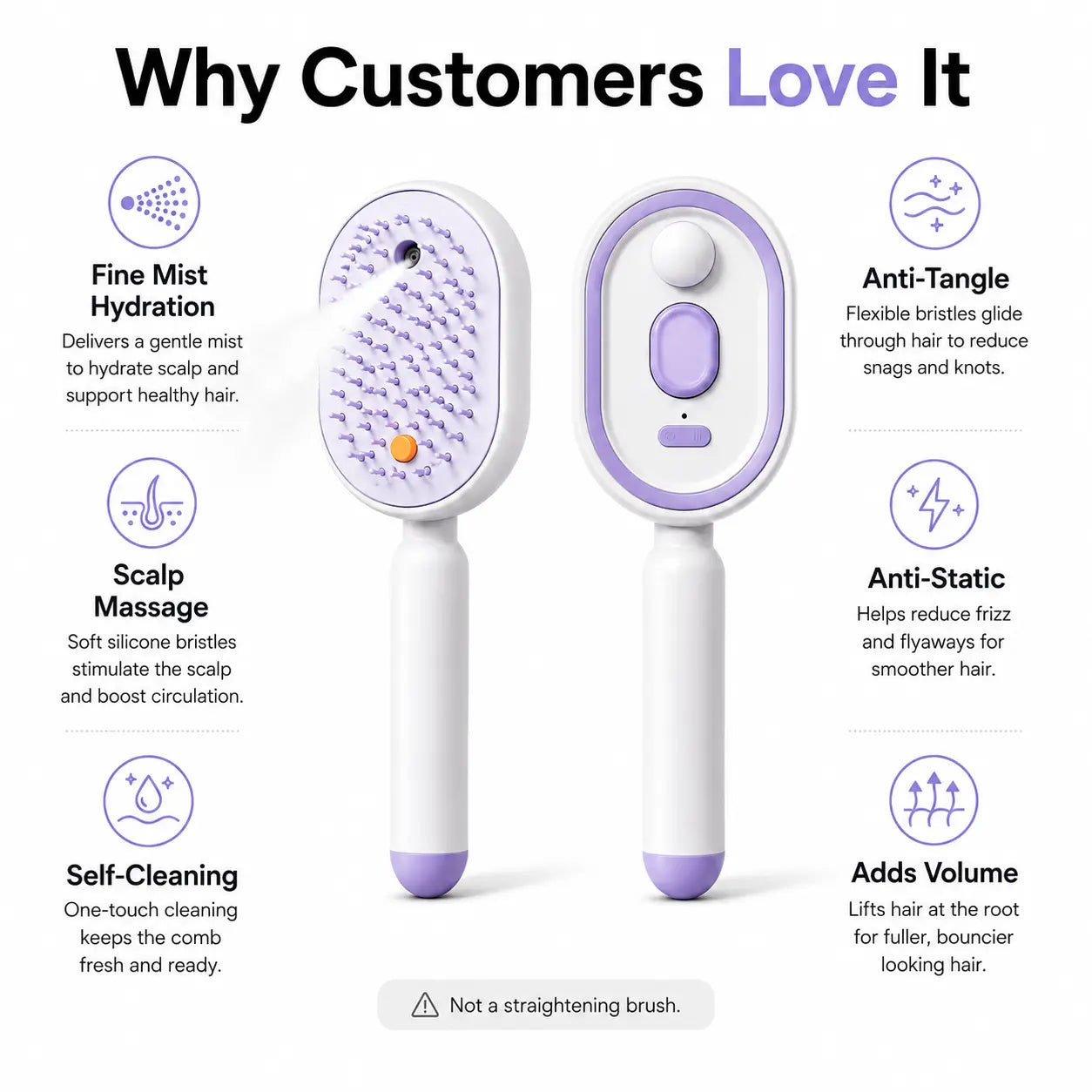 💥Electric Spray Air Cushion Massage Comb, Anti-Tangle Electric Hair Brush