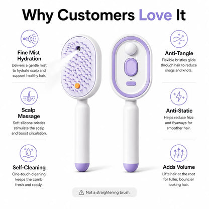 💥Electric Spray Air Cushion Massage Comb, Anti-Tangle Electric Hair Brush