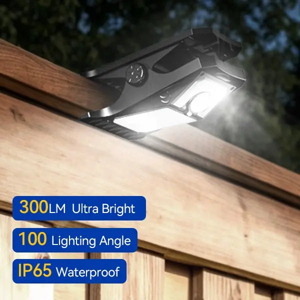 Solar Clip Lights with Motion Sensor,IP65 Waterproof Wireless Security Lighting for Yard, 4-Color Adjustable Outdoor Solar Flashlight with Remote Durable High Lumens 2 Pack