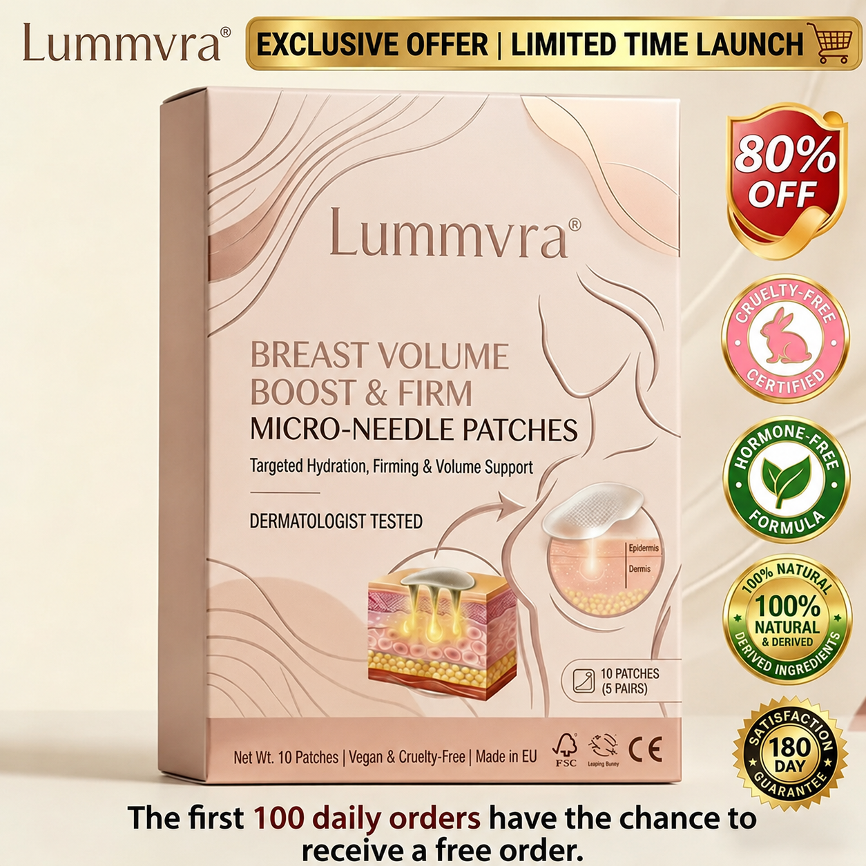🔥Ends Tonight: 50% OFF🔥Lummvra® Targeted Breast Enhancement Advanced Nano Microneedle Patch