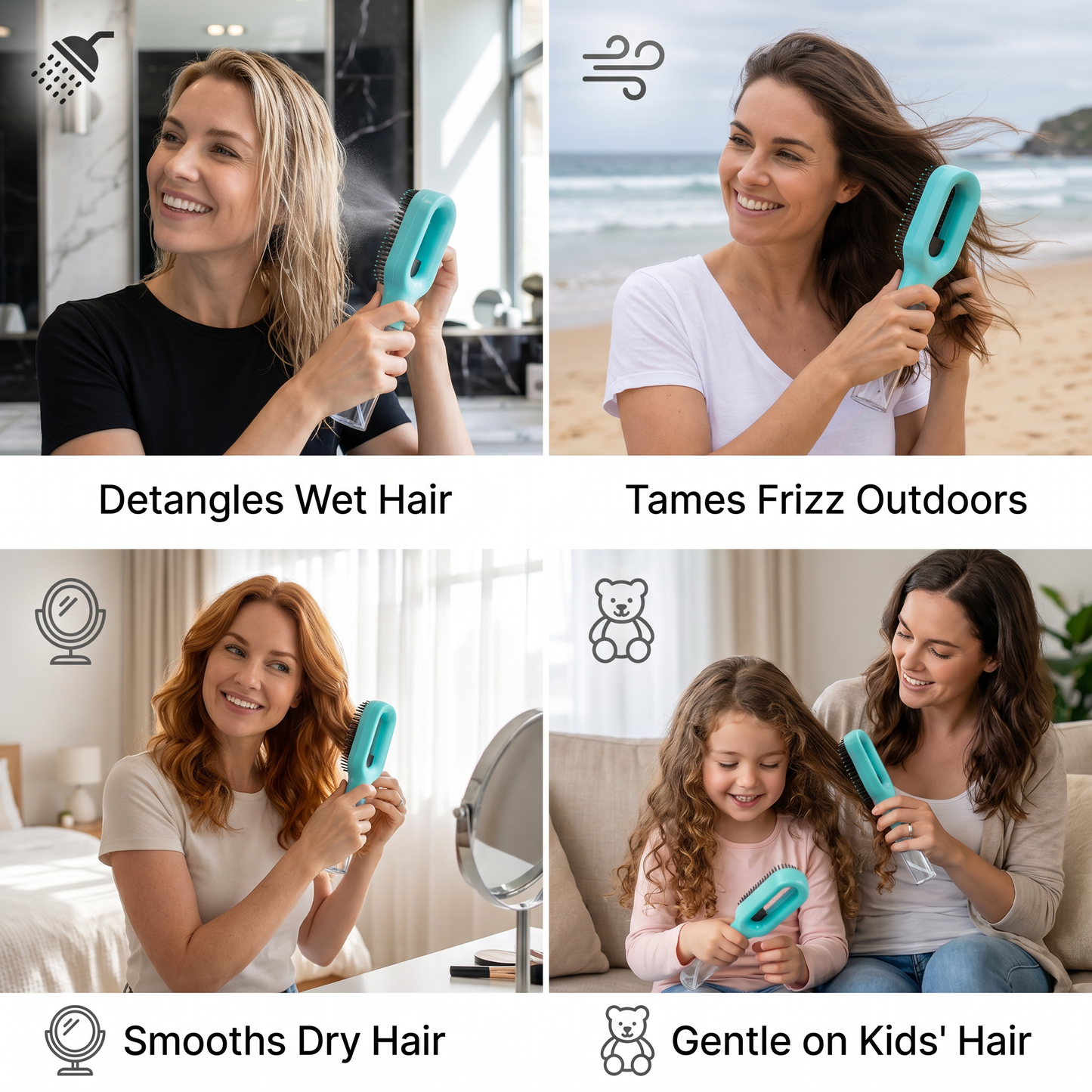 🚨Offer ends on Today🔥Anti-Frizz Spray Hair Brush – Smooths Flyaways and Makes Hairstyling Easier