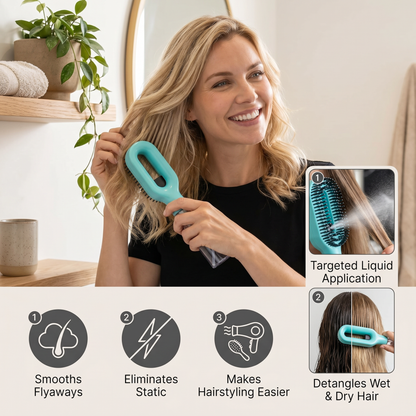 🚨Offer ends on Today🔥Anti-Frizz Spray Hair Brush – Smooths Flyaways and Makes Hairstyling Easier
