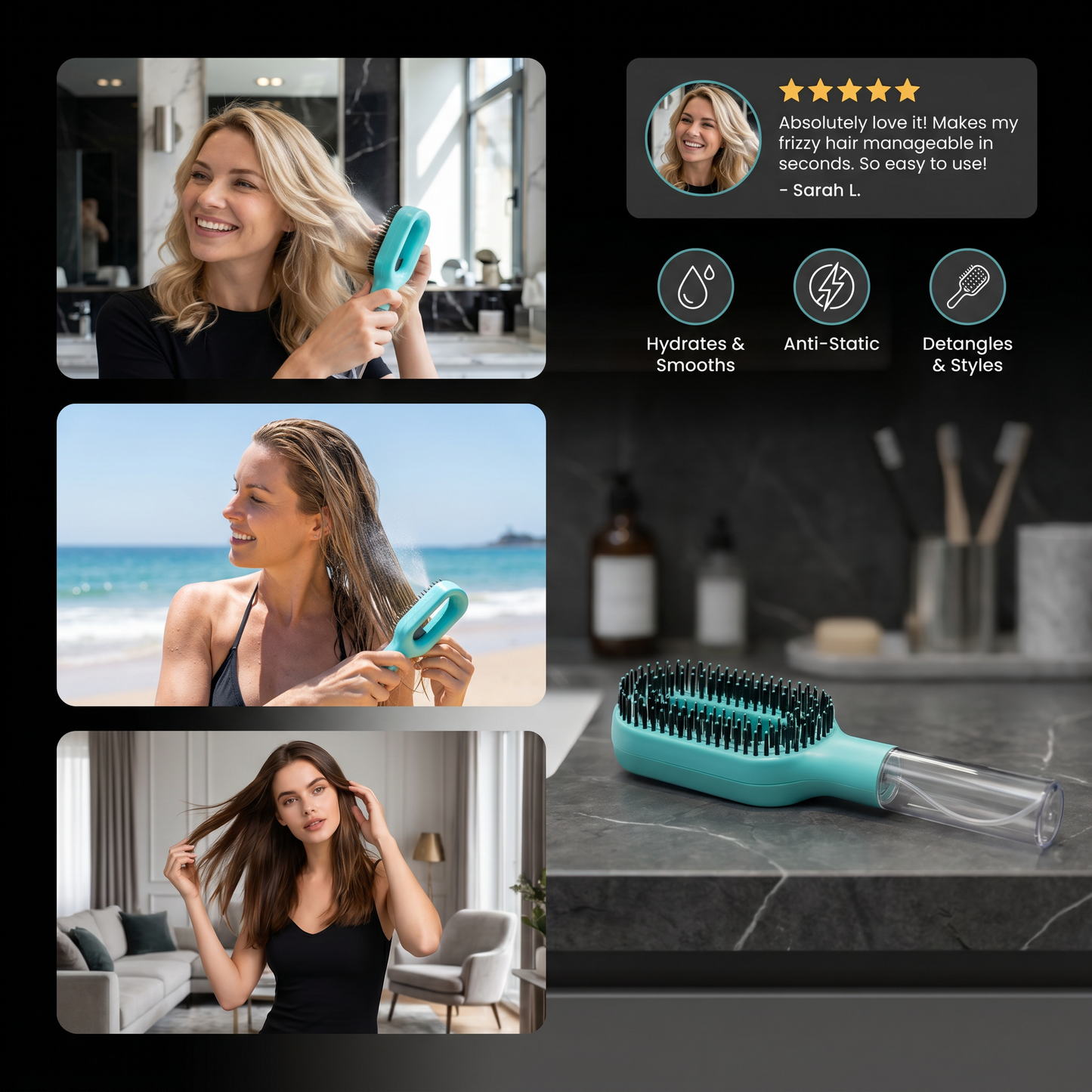 🚨Offer ends on Today🔥Anti-Frizz Spray Hair Brush – Smooths Flyaways and Makes Hairstyling Easier
