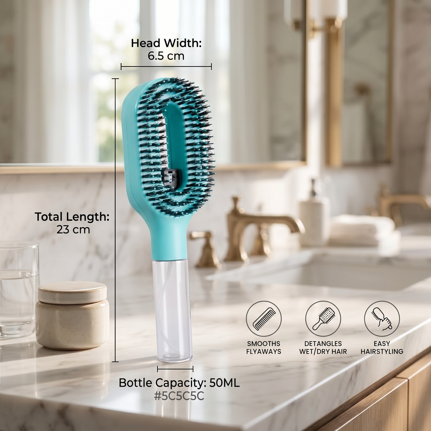 🚨Offer ends on Today🔥Anti-Frizz Spray Hair Brush – Smooths Flyaways and Makes Hairstyling Easier