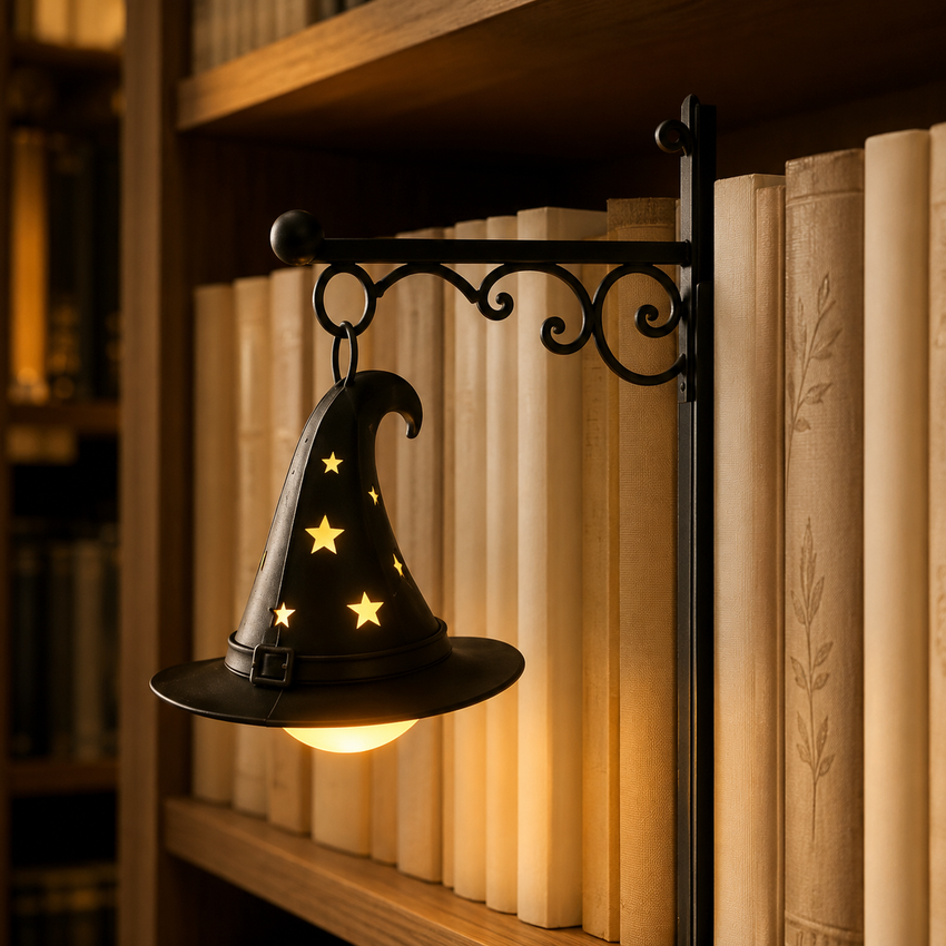Witch Hat Bookshelf Lantern Light