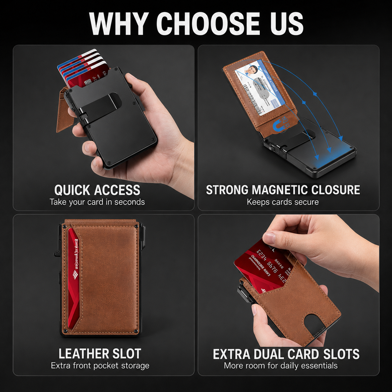 🔥HOT SALE🔥Men’s Slim RFID Blocking Wallet – Pop-Up Card Holder & Money Clip