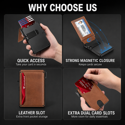 🔥HOT SALE🔥Men’s Slim RFID Blocking Wallet – Pop-Up Card Holder & Money Clip