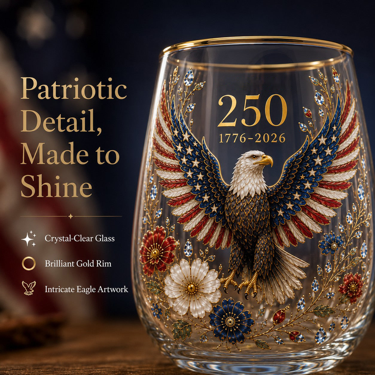 🦅USA 250 Eagle Glass Tumbler