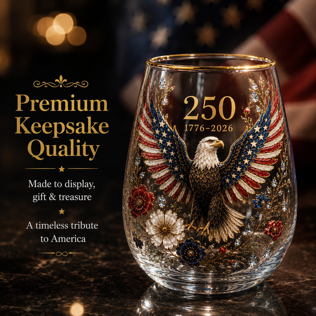🦅USA 250 Eagle Glass Tumbler