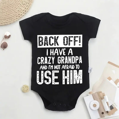 🔥Hot Sale 50% off🌟👶 "Back Off! I Have a Crazy Grandpa" Cute Cotton Baby Bodysuit