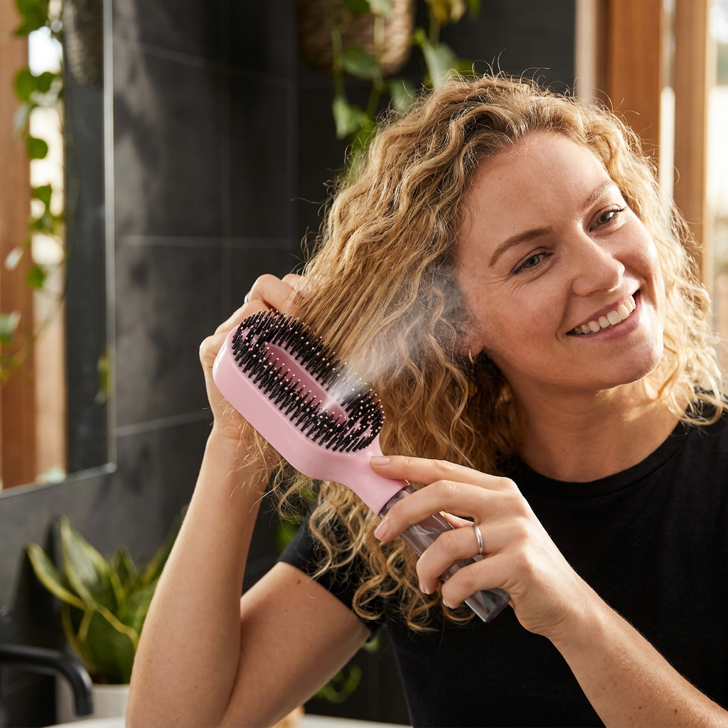 🚨Offer ends on Today🔥Anti-Frizz Spray Hair Brush – Smooths Flyaways and Makes Hairstyling Easier