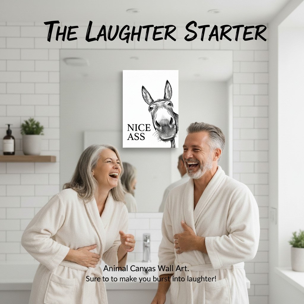 🚽Funny Bathroom Wall Art - "Nice Ass" Donkey Print