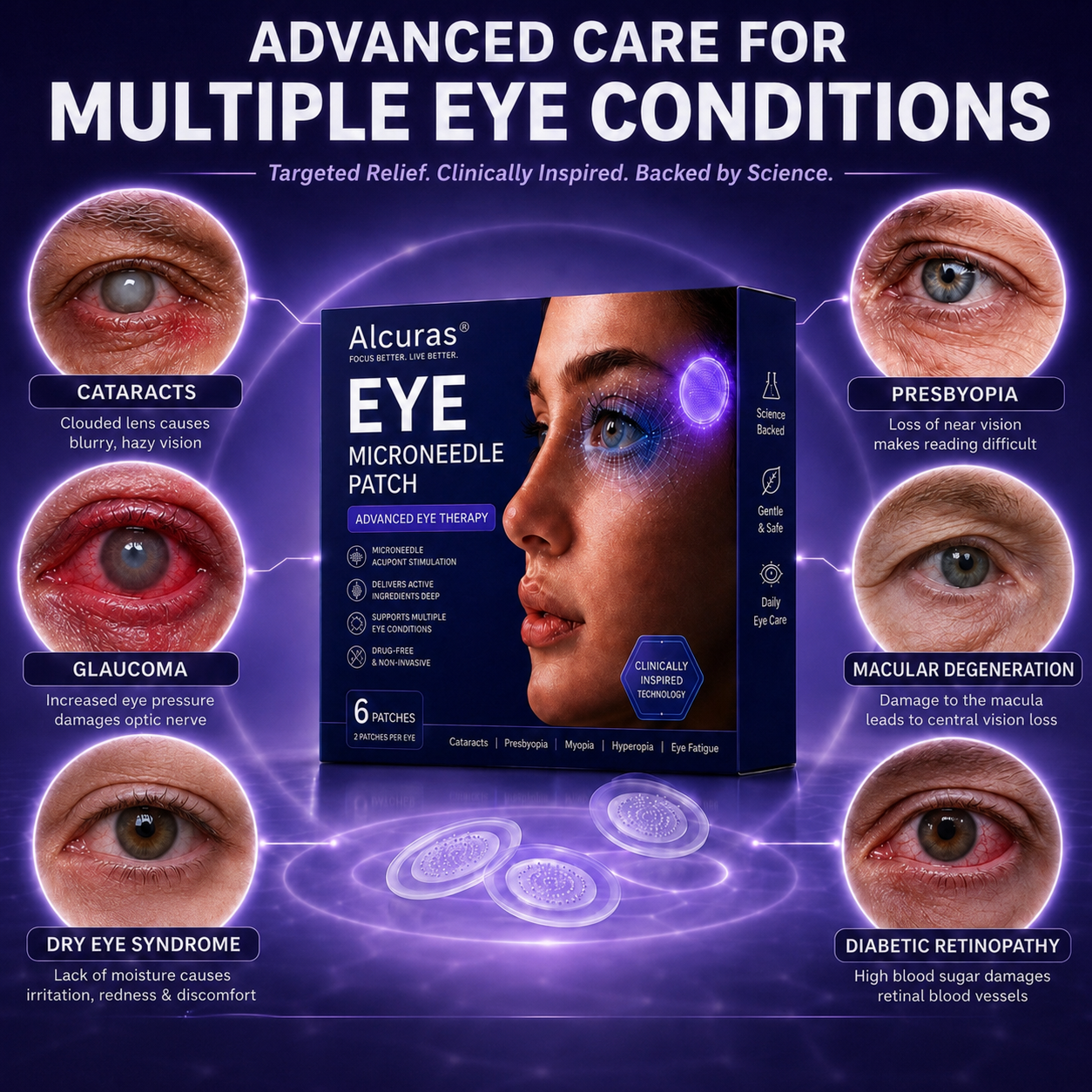 Transdermal Vision-Repair Eye Microneedle Patch✅ Approved(Suitable for presbyopia, dry eye syndrome, glaucoma, and cataracts)