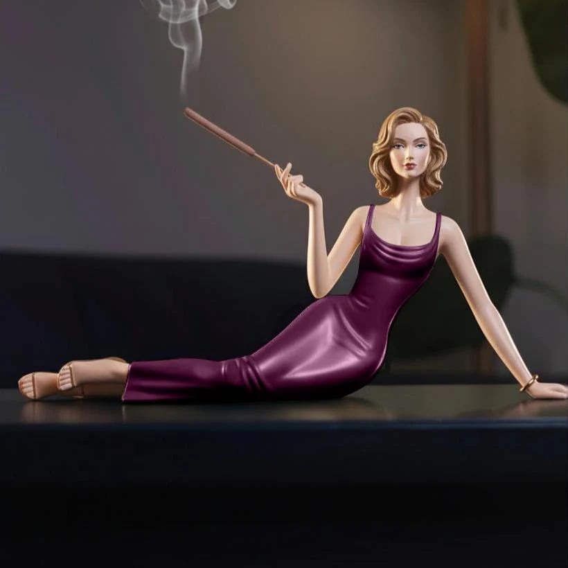 White Woman With Purple clothes