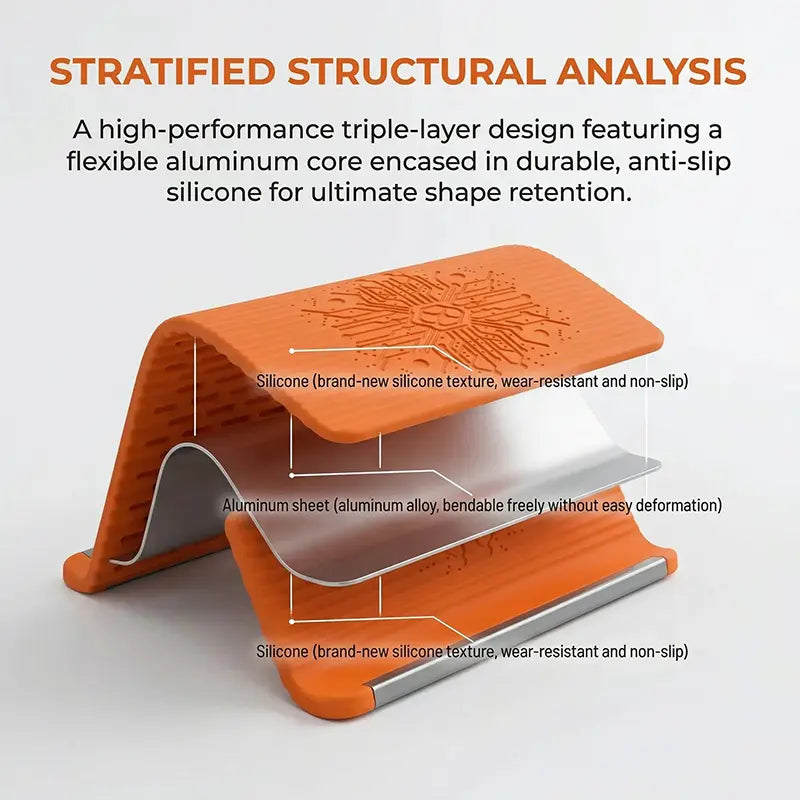 Portable Foldable Silicone Phone Holder, Bendable Freely into Any Shape, Multi-Angle Adjustable Stand for Mobile Phone, Tablet, Laptop, Anti-Slip Desktop Mount, Universal Fit, Home Office Travel Use, Orange Black