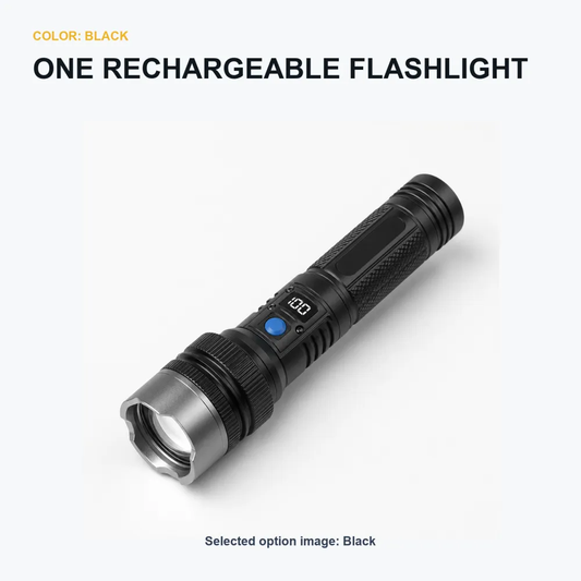 Rechargeable Zoom Flashlight with Digital Display & Power Bank