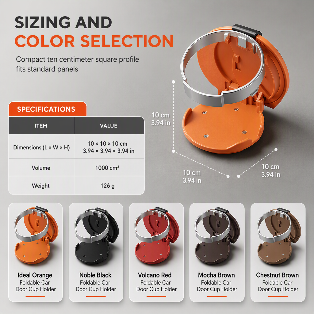 Universal Foldable Car Cup Holder with Hook